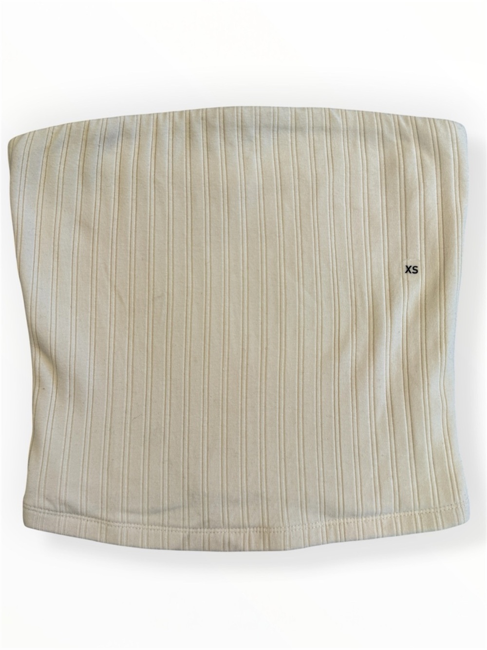 NWOT American Eagle Womens XS Ribbed Bandeau Tube Top Cropped Stretch Cream